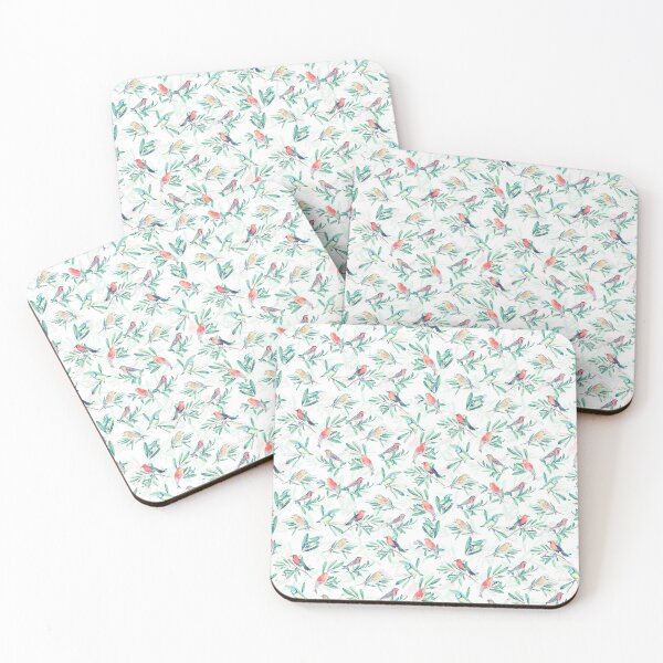 Item preview, Pretty Colorful Birds Leaves Vintage White Design designed and sold by NdesignTrend.
