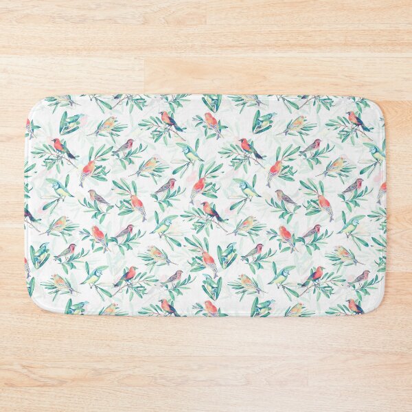 Item preview, Pretty Colorful Birds Leaves Vintage White Design designed and sold by NdesignTrend.