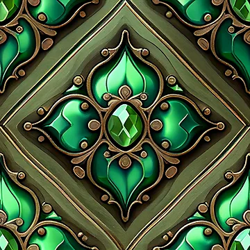 Imagen de la obra Bejeweled Green Brilliant Wood Baroque English Countryside Chic Pattern Digital Painting de CodeAndColors