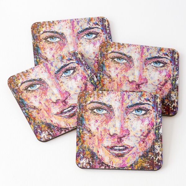 Item preview, Portrait Abstract Art Acrylic Painting Blue Eyes designed and sold by Silke Host.