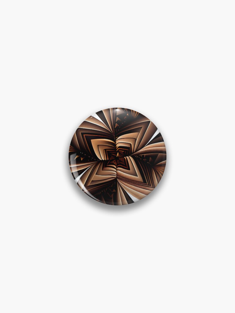 Thumbnail 1 von 3, Button, Dazzling Fine Brown Angular Line Pattern Digital Painting designt und verkauft von CodeAndColors.