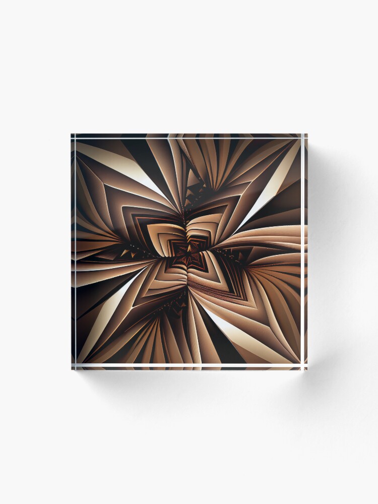 Thumbnail 1 von 5, Acrylblock, Dazzling Fine Brown Angular Line Pattern Digital Painting designt und verkauft von CodeAndColors.