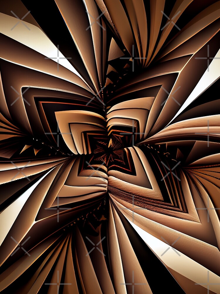 Thumbnail 3 von 3, Tuch, Dazzling Fine Brown Angular Line Pattern Digital Painting designt und verkauft von CodeAndColors.