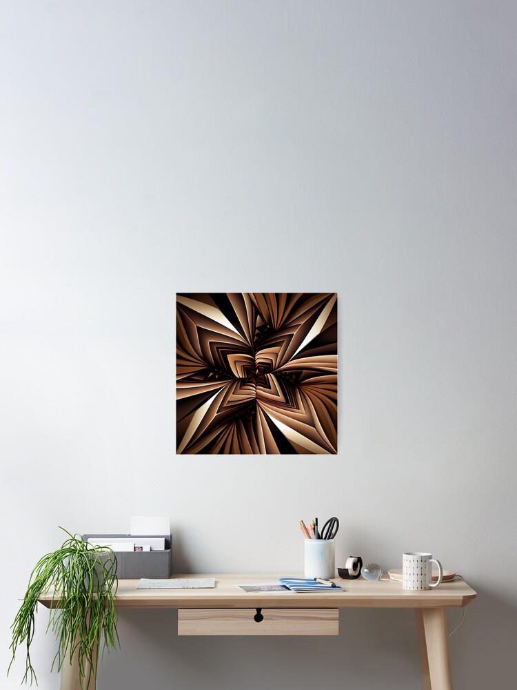 Thumbnail 2 von 3, Poster, Dazzling Fine Brown Angular Line Pattern Digital Painting designt und verkauft von CodeAndColors.