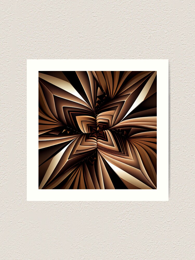 Thumbnail 1 von 3, Kunstdruck, Dazzling Fine Brown Angular Line Pattern Digital Painting designt und verkauft von CodeAndColors.