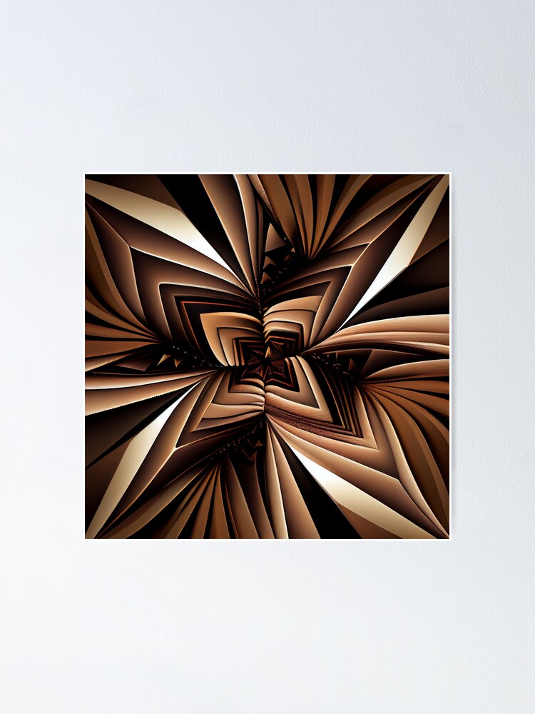 Thumbnail 1 von 3, Poster, Dazzling Fine Brown Angular Line Pattern Digital Painting designt und verkauft von CodeAndColors.