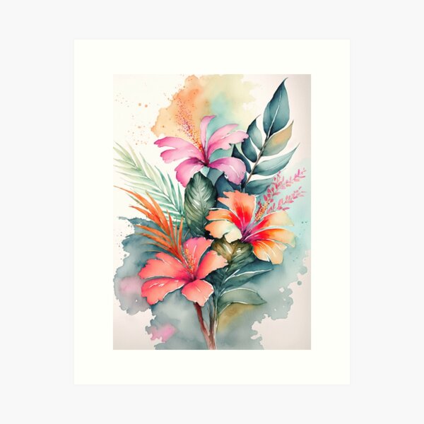 Item preview, Exotic Watercolor Flowers designed and sold by artsandsoul.