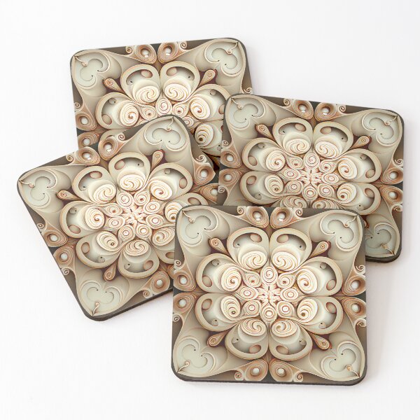 Item preview, Pale Symmetrical Swirling Crafty Pattern Digital Painting designed and sold by CodeAndColors.