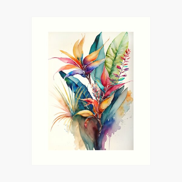 Item preview, Colorful Exotic Watercolor Flowers designed and sold by artsandsoul.