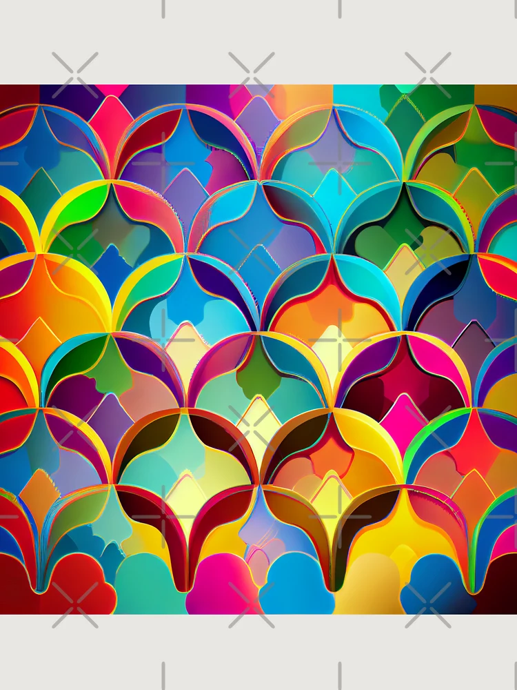 Thumbnail 6 von 6, Premium Oversized Pullover, Abstract Brilliant Futuristic Anime Rainbow Moroccan Pattern Digital Painting designt und verkauft von CodeAndColors.