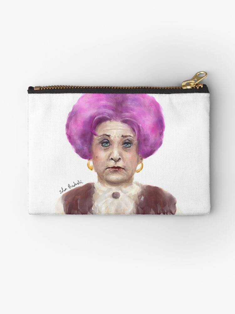 Funny Looking Old Lady With Crazy Pink Wig Zipper Pouch By