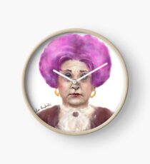 Funny Looking Old Lady with Crazy Pink Wig Clock