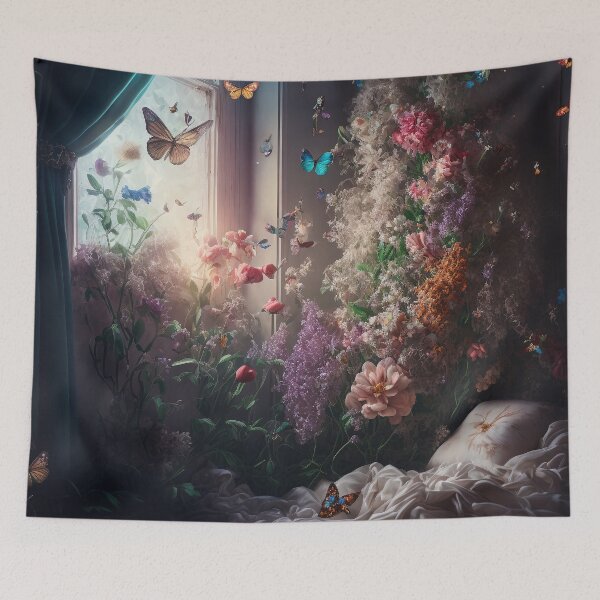 Item preview, Still life painting of flowers and butterflies designed and sold by tinkertailorart.