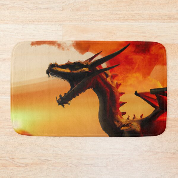 Item preview, A dragon breathing fire against a backdrop of mountains and a setting sun designed and sold by majnate.