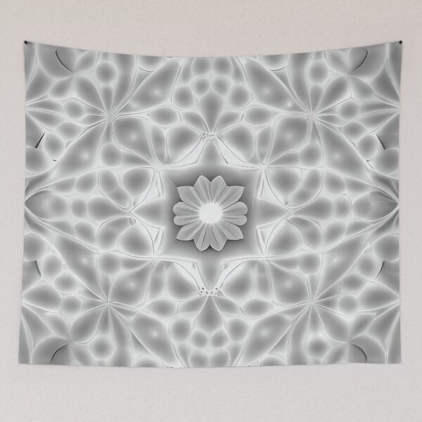 Item preview, Symmetrical Monochromatic Complex Pale Dreamy Minimalist Pattern Digital Painting designed and sold by CodeAndColors.