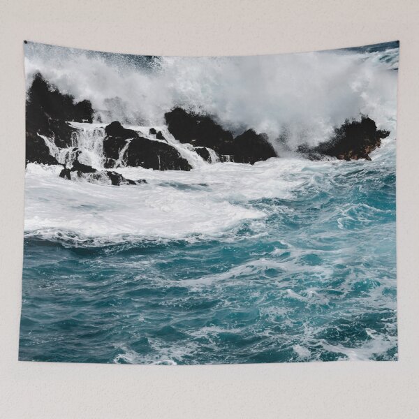 Item preview, Blue Ocean Waves Crashing 0n Rocks designed and sold by kris-money.