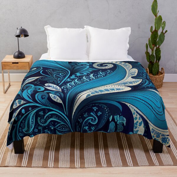 Aperçu de l'œuvre Scaley Blue Designer Beautiful Organic Floral Pattern Digital Painting créée et vendue par CodeAndColors.