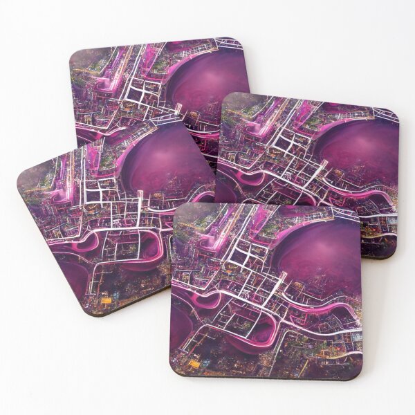 Item preview, Map in magenta color 3 - Artificial intelligence designed and sold by TheCollageWorld.