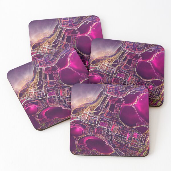Item preview, Map in magenta color 6 - Artificial intelligence designed and sold by TheCollageWorld.