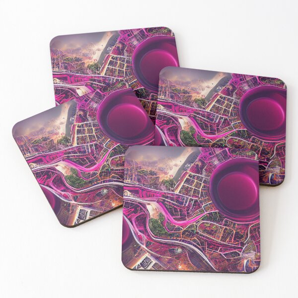 Item preview, Map in magenta color 8 - Artificial intelligence designed and sold by TheCollageWorld.