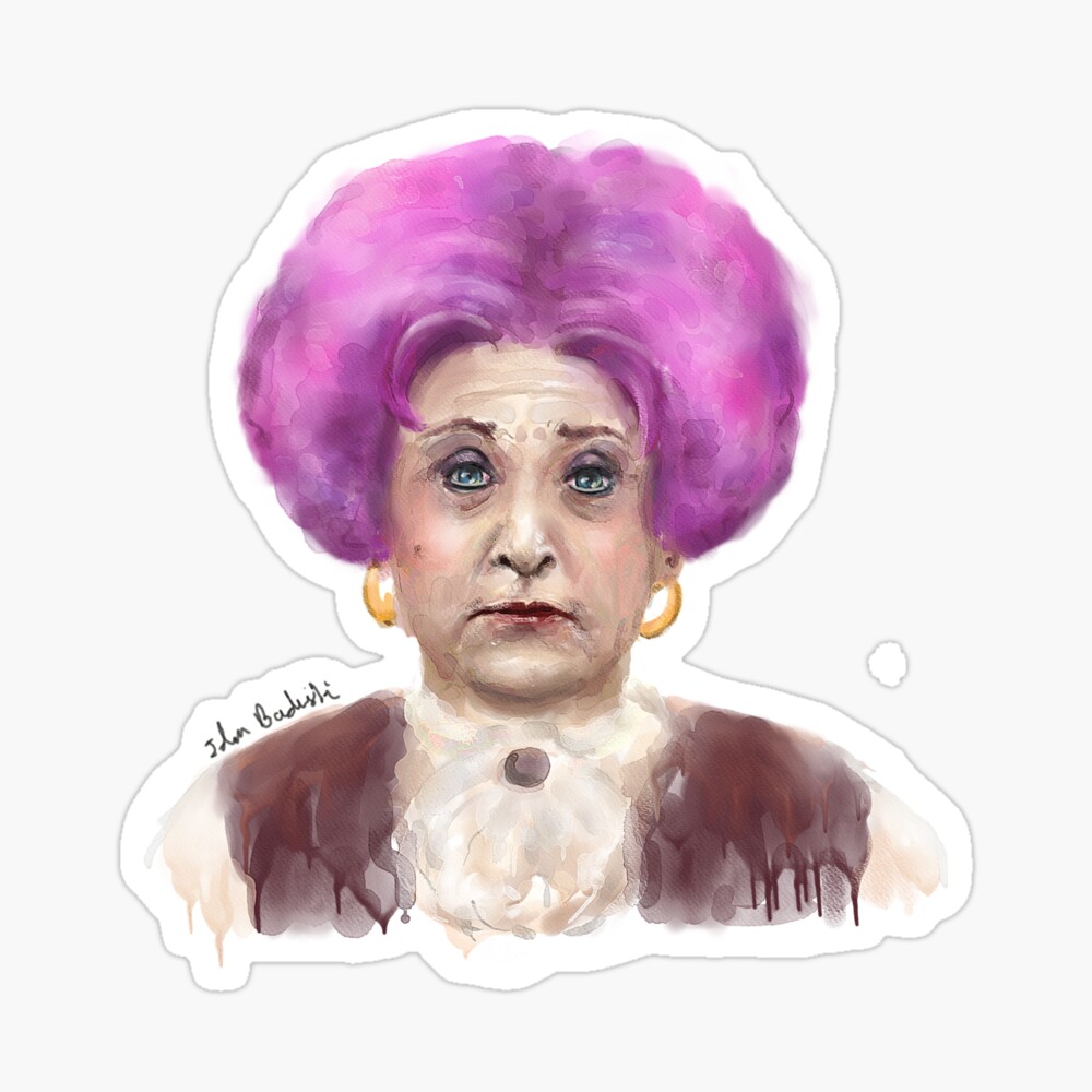 Funny Looking Old Lady with Crazy Pink Wig