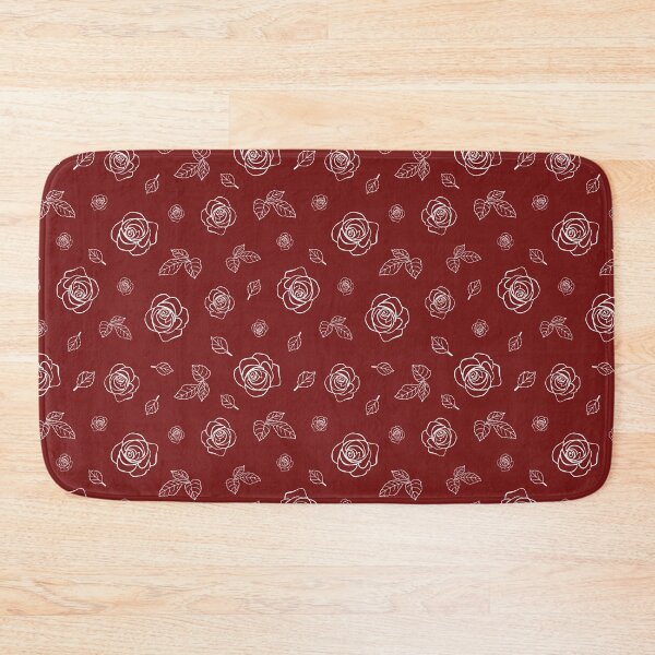 Item preview, Dark Red Pattern with Line Art Roses designed and sold by CJAura by Claire Jane Johnson.