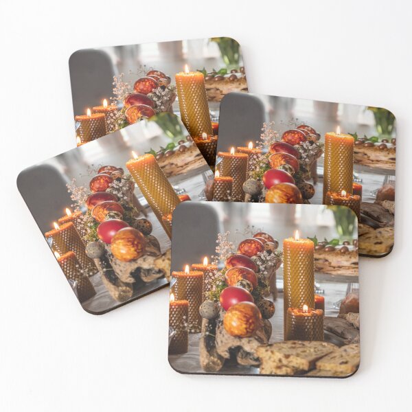 Item preview, Easter feast with Easter eggs and candles on the festive table designed and sold by AlbertMi.