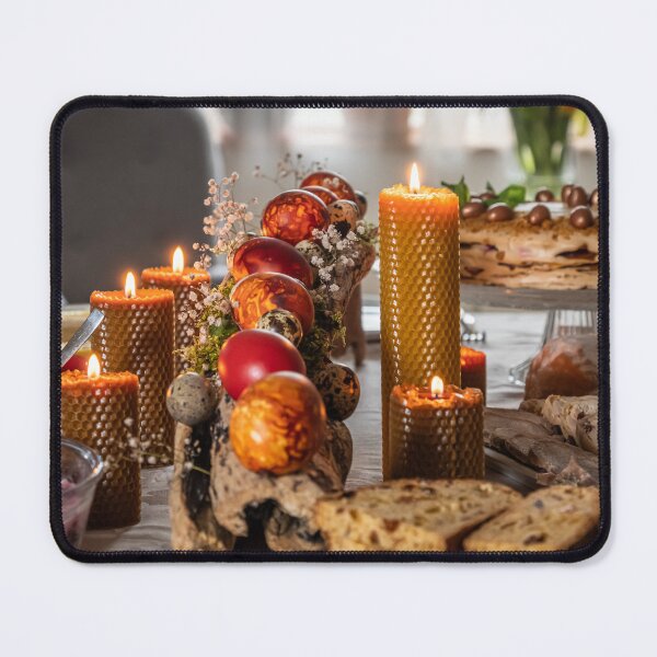 Item preview, Easter feast with Easter eggs and candles on the festive table designed and sold by AlbertMi.