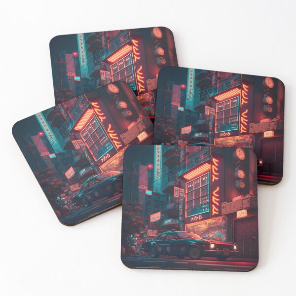 Item preview, Futuristic neon night street designed and sold by SuperSoulArts.