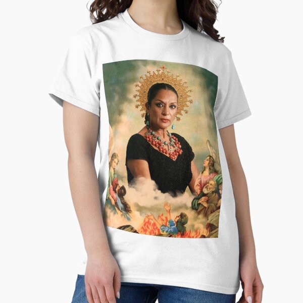 Vista previa del artículo con la obra «Santa Lola Flores», diseñado y vendido por PetardeoPop.