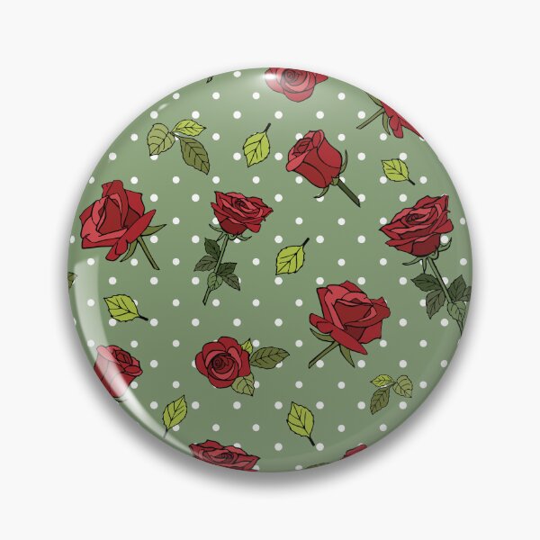 Item preview, Dark Green Polka Dot Pattern with Red Roses designed and sold by CJAura by Claire Jane Johnson.