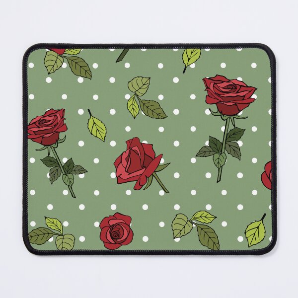 Item preview, Dark Green Polka Dot Pattern with Red Roses designed and sold by CJAura by Claire Jane Johnson.