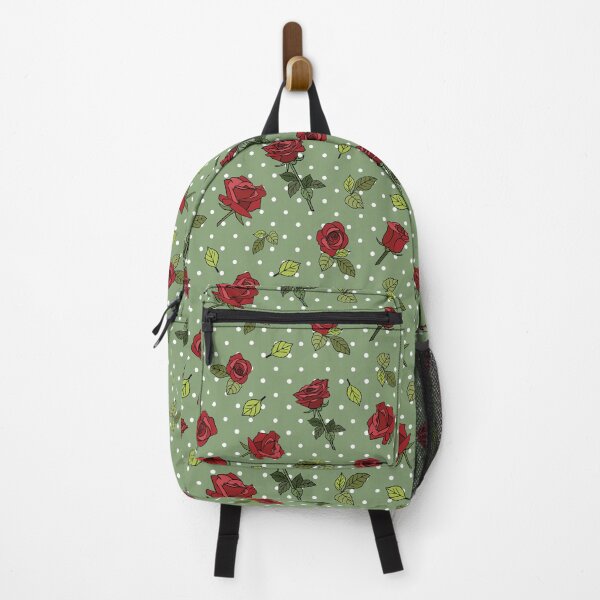 Item preview, Dark Green Polka Dot Pattern with Red Roses designed and sold by CJAura by Claire Jane Johnson.