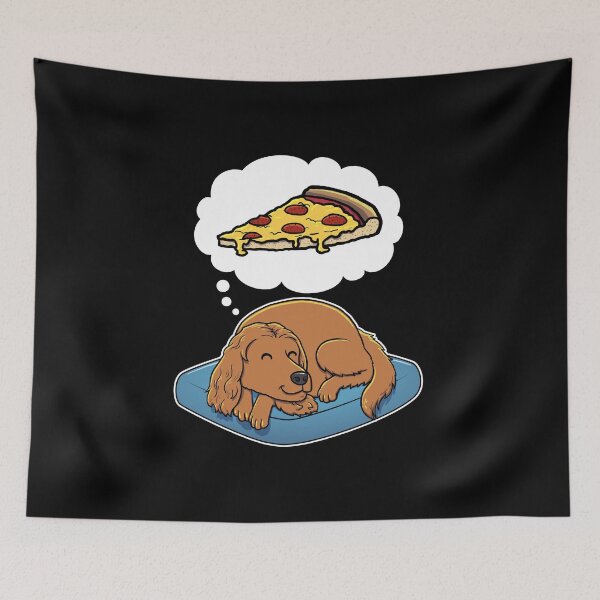 Item preview, English Cocker Spaniel dreaming about Pepperoni Pizza designed and sold by DoggieDelights.