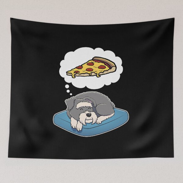 Item preview, Miniature Schnauzer dreaming about Pepperoni Pizza designed and sold by DoggieDelights.
