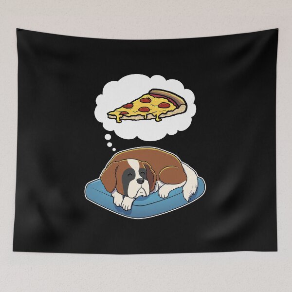 Item preview, St Bernard dreaming about Pepperoni Pizza designed and sold by DoggieDelights.