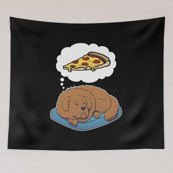 Item preview, Tibetan Mastiff dreaming about Pepperoni Pizza designed and sold by DoggieDelights.