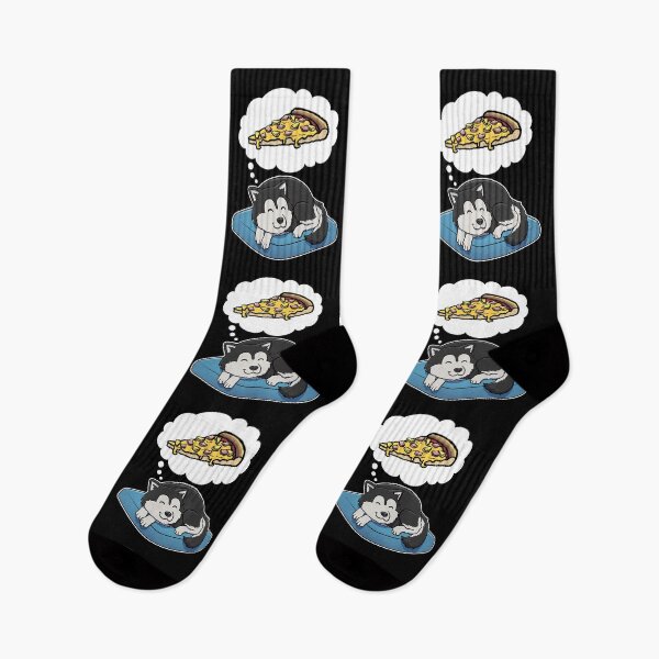 Item preview, Alaskan Malamute dreaming about Hawaiian Pizza designed and sold by DoggieDelights.