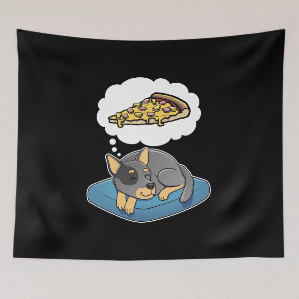 Item preview, Australian Cattle Dog dreaming about Hawaiian Pizza designed and sold by DoggieDelights.