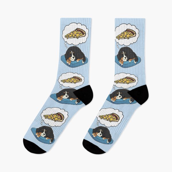 Item preview, Bernese Mountain Dog dreaming about Hawaiian Pizza designed and sold by DoggieDelights.