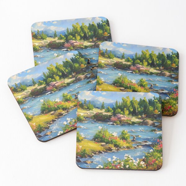 Item preview, Beautiful summer landscape with shallow river designed and sold by LaszloToth.