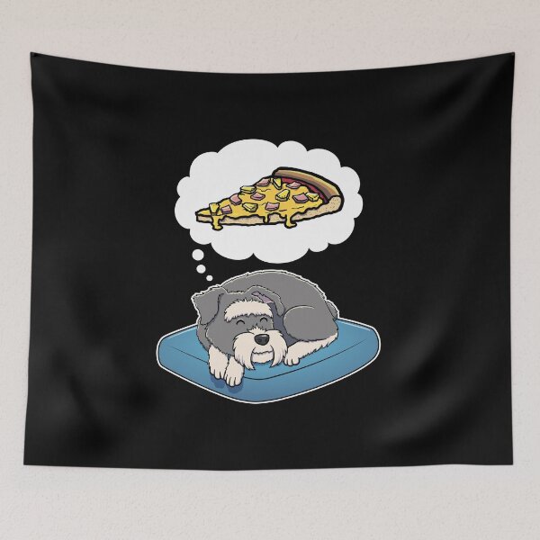 Item preview, Miniature Schnauzer dreaming about Hawaiian Pizza designed and sold by DoggieDelights.