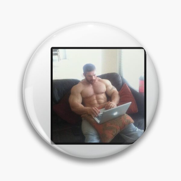Item preview, buff guy on computer  designed and sold by GymRatz-shop.