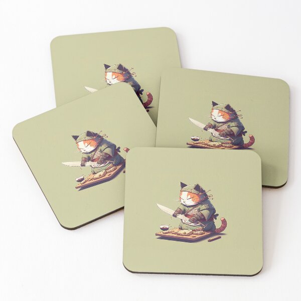 Item preview, Samurai cat eating a delicious meal designed and sold by DGTY.