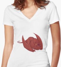 Little Smaug - Pixel Dragon Women's Fitted V-Neck T-Shirt