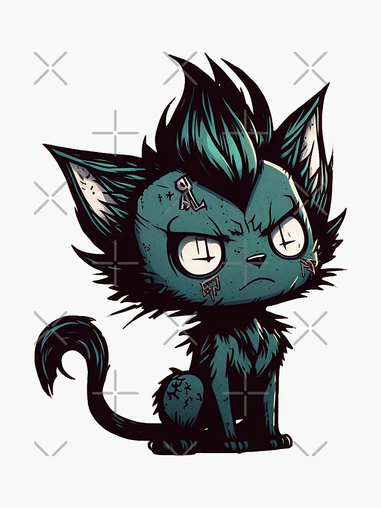 Goth Cat / Emo Cat / Cute Cat / Kawaii Cat / Cat Sticker - 003 ...