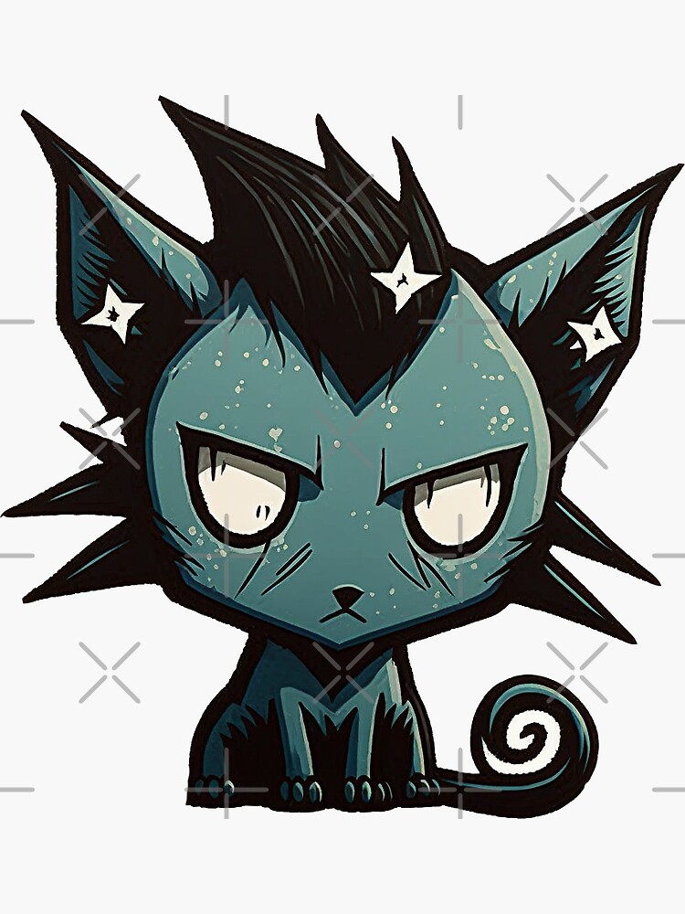 Goth Cat / Emo Cat / Cute Cat / Kawaii Cat / Cat Sticker - 005 ...