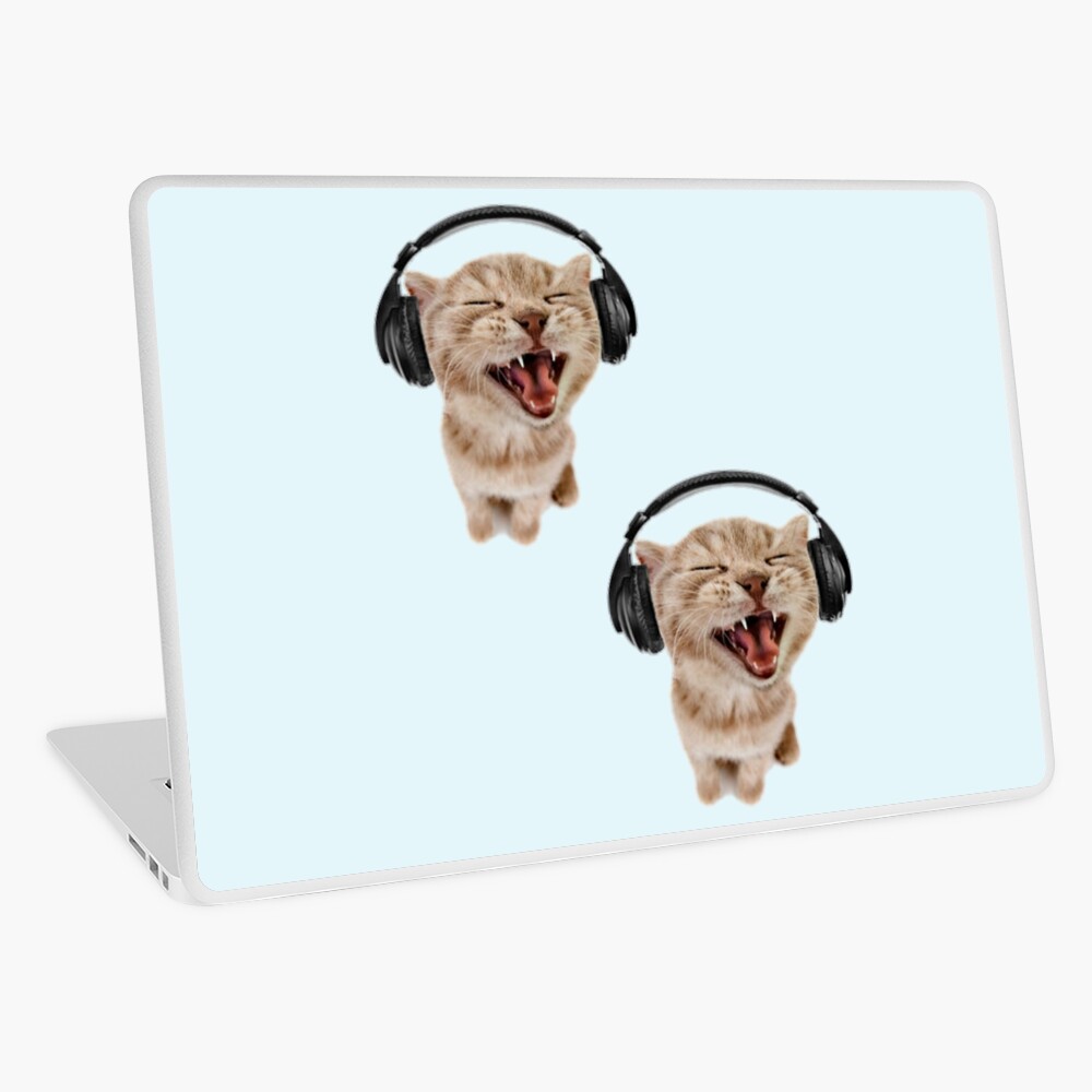 cat headphone listen music sticker iPad Case & Skin for Sale by MIN Anders