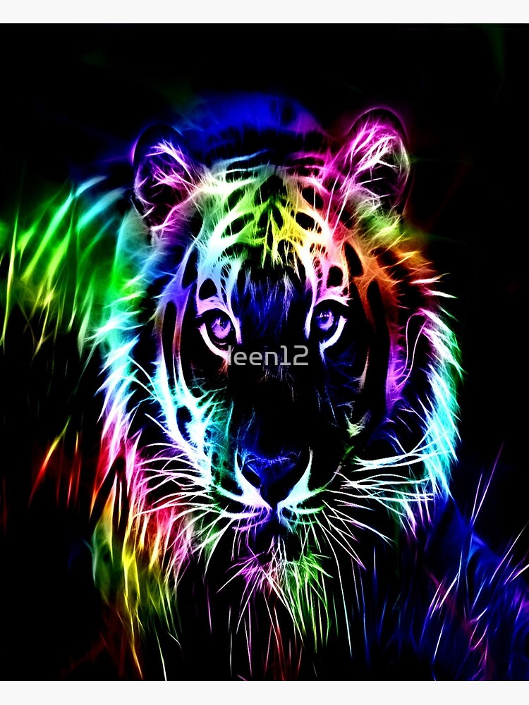Colourful Neon Tiger Art Canvas Print By Leen12 Redbubble