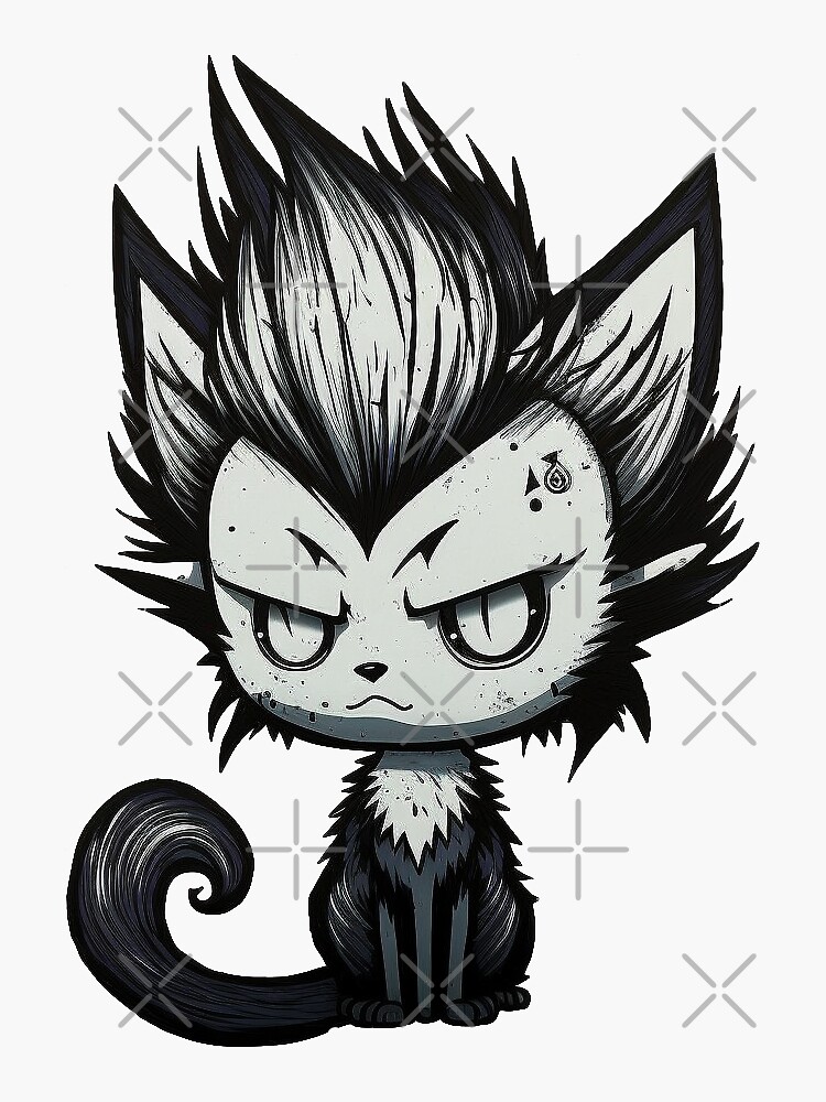 Goth Cat / Emo Cat / Cute Cat / Kawaii Cat / Cat Sticker - 008 ...